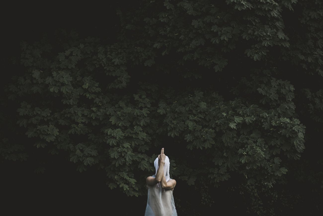 Free woman doing meditation image